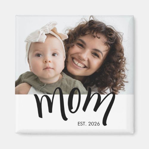 Mom Established Caps Black Custom Year New Mama Magnet