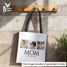 Mom Established Caps White 3 Photo Tote Bag