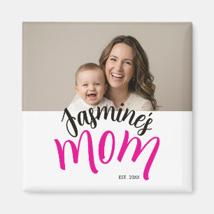 Mom Established Child Name Custom Year New Mama Magnet