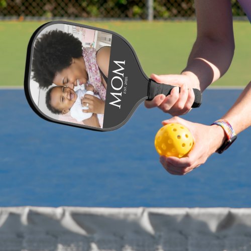 Mom Established Classic Caps Black Photo Pickleball Paddle