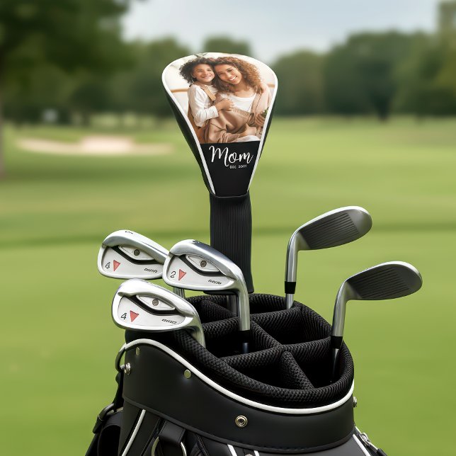 Mom Established Date Modern Script Photo Stylish Golf Head Cover (Creator Uploaded)