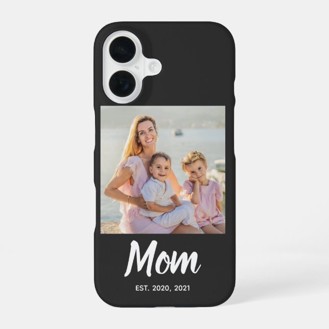 Mom Established Date Photo Script Iphone Case (Back)