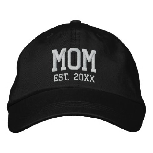 Mom Established date white custom athletic text Embroidered Baseball Cap