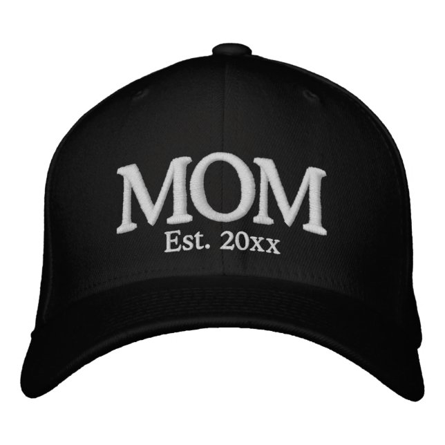 Mom Established date white personalized custom Embroidered Baseball Cap (Front)