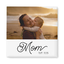 Mom Established Elegant Black Script Photo White