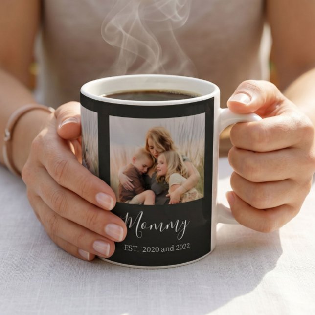 Mom Established Elegant Photo Script Black Coffee Mug (Creator Uploaded)