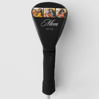 Mom Established Elegant Script 3 Photo Golf Head Cover