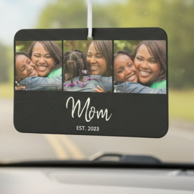 Mom Established Elegant Script Black 3 Photo  Air Freshener (Creator Uploaded)