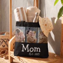 Mom Established Fun Bold Text 3 Photo Black
