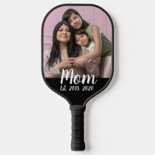 Mom Established Fun Script Photo Carbon Fiber Pickleball Paddle