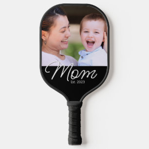 Mom Established Fun Script Photo Carbon Fiber Pickleball Paddle