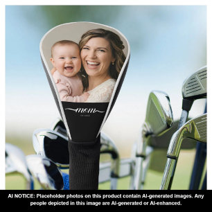 Mom Established Fun Script Photo Custom Golf Head Cover