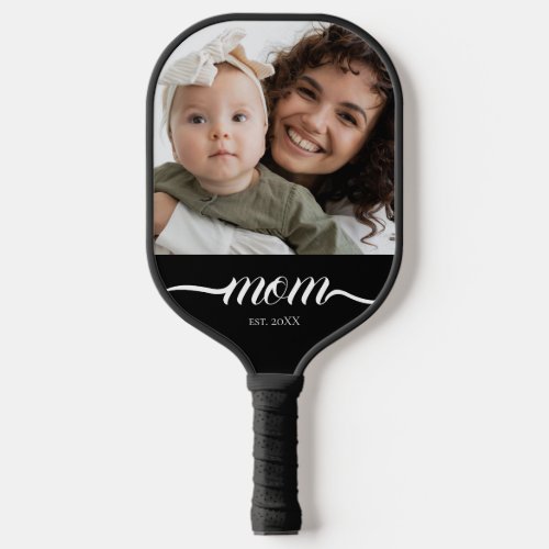 Mom Established Fun Script Photo Custom Pickleball Paddle