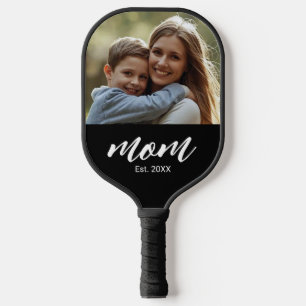 Mom Established Fun Script Photo Pickleball Paddle
