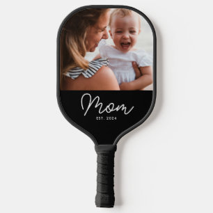 Mom Established Fun Script Photo Pickleball Paddle