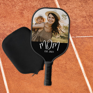 Mom Established Fun Script Photo Pickleball Paddle