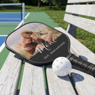 Mom Established Fun Script Photo Pickleball Paddle