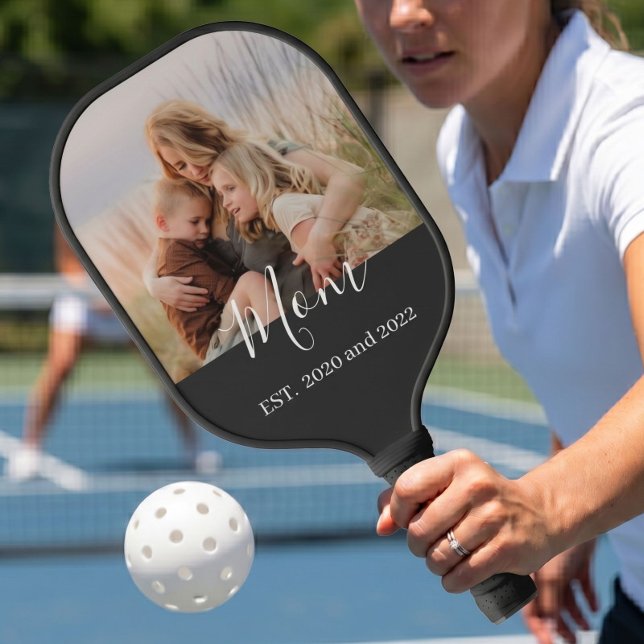 Mom Established Fun Script Photo Pickleball Paddle (Creator Uploaded)