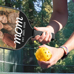 Mom Established Fun Script Photo Pickleball Paddle