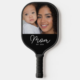Mom Established Fun Script Photo Pickleball Paddle