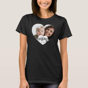Mom Established Heart Photo Gift for New Mama T-Shirt