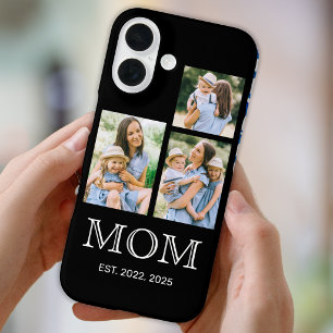 Mom Established Modern 3 Photo Black  iPhone 16 Case