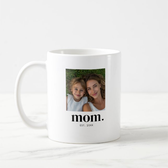 Mom Established Modern Black 2 Photo  Coffee Mug (Left)