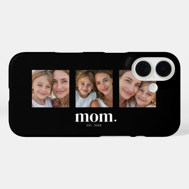 Mom Established Modern Black 3 Photo Case-Mate iPhone Case (Back (Horizontal))