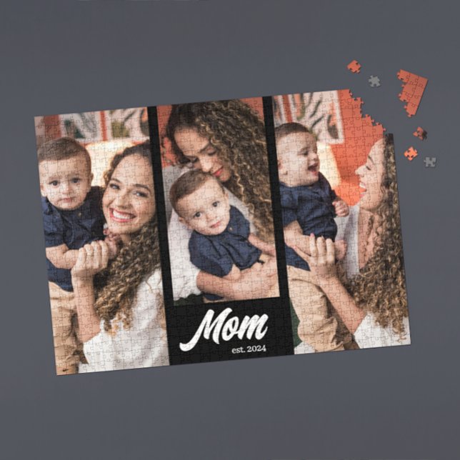 Mom Established Modern Black Photo Jigsaw Puzzle (Creator Uploaded)