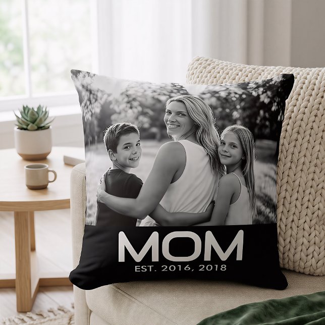 Mom Established Modern Bold Photo  Throw Pillow (Creator Uploaded)
