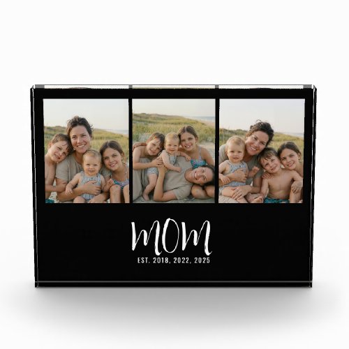 Mom Established Modern Bold Script Black 3 Photo Acrylic Award
