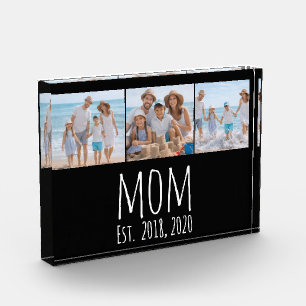 Mom Established Modern Bold Script Black 3 Photo Acrylic Award