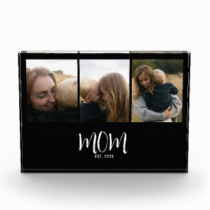 Mom Established Modern Bold Script Black 3 Photo Acrylic Award