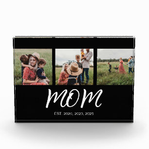 Mom Established Modern Bold Script Black 3 Photo Acrylic Award