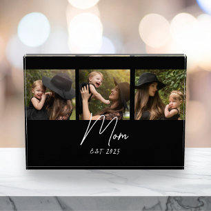 Mom Established Modern Bold Script Black 3 Photo Acrylic Award