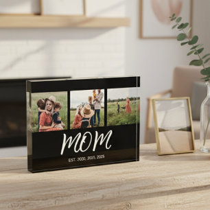 Mom Established Modern Bold Script Black 3 Photo Acrylic Award