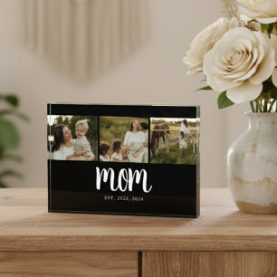 Mom Established Modern Bold Script Black 3 Photo Acrylic Award
