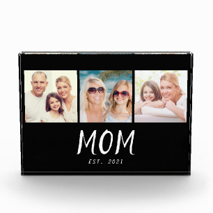 Mom Established Modern Bold Script Black 3 Photo Acrylic Award