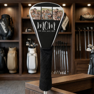 Mom Established Modern Bold Script Black 3 Photo Golf Head Cover