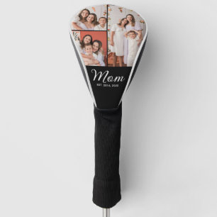 Mom Established Modern Bold Script Black 3 Photo Golf Head Cover