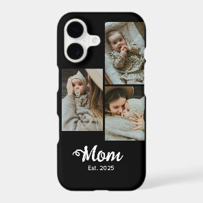 Mom Established Modern Bold Script Black 3 Photo iPhone 17 Case