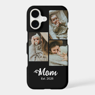 Mom Established Modern Bold Script Black 3 Photo iPhone 17 Case