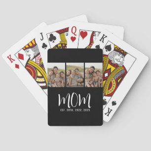 Mom Established Modern Bold Script Black 3 Photo P Poker Cards