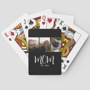 Mom Established Modern Bold Script Black 3 Photo P Poker Cards