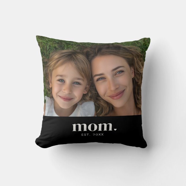 Mom Established Modern Minimal Photo Throw Pillow (Front)