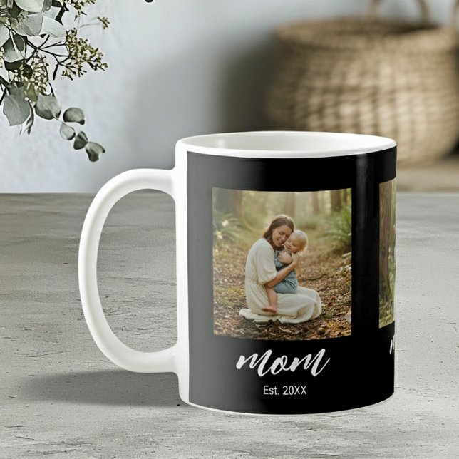 Mom Established Modern Script 3 Photo Coffee Mug (Creator Uploaded)