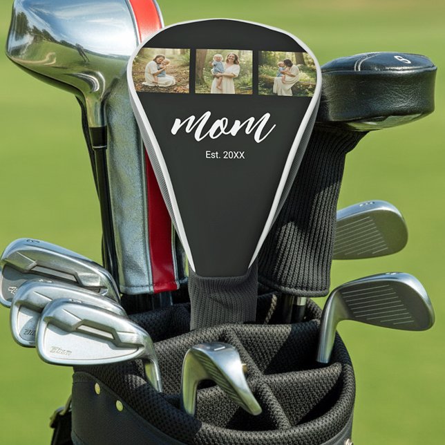 Mom Established Modern Script 3 Photo Golf Head Cover (Creator Uploaded)