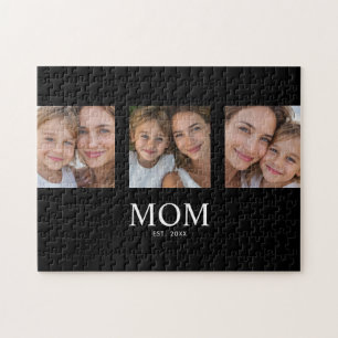 Mom Established Modern Script 3 Photo Jigsaw Puzzle