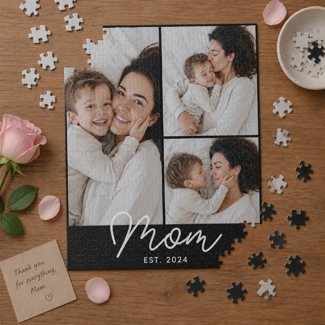 Mom Established Modern Script 3 Photo Jigsaw Puzzle (Creator Uploaded)