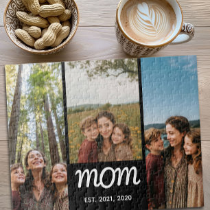 Mom Established Modern Script 3 Photo Jigsaw Puzzle